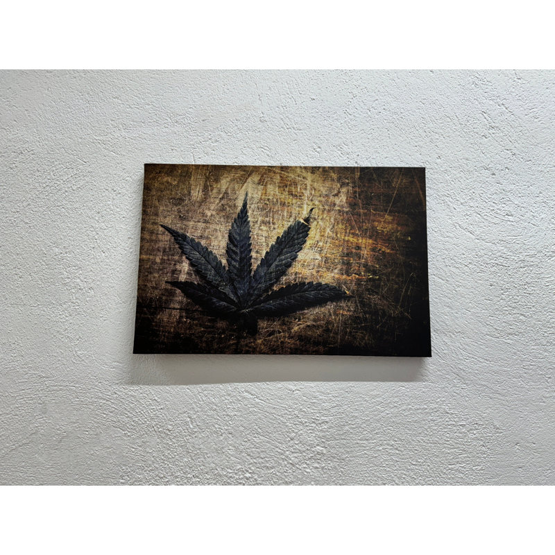 Œuvre d'art imprimée sur toile: feuille de grunge rétro, art en verre sur toile tendue 1P, 27,6 po H x 39,4 po l