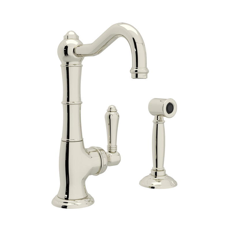 Cinquanta Single Handle Kitchen Faucet with Accessories, Polished Nickel