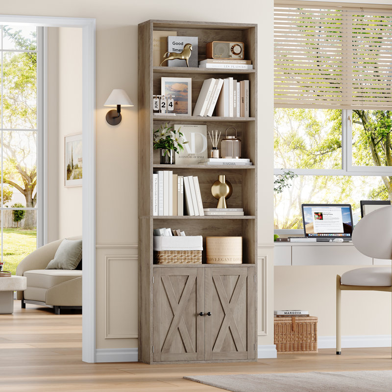 82.3" Tall Bookshelf And Bookcase, 7-Tier Floor Standing Bookcase For Home Office, Living Room, Gray