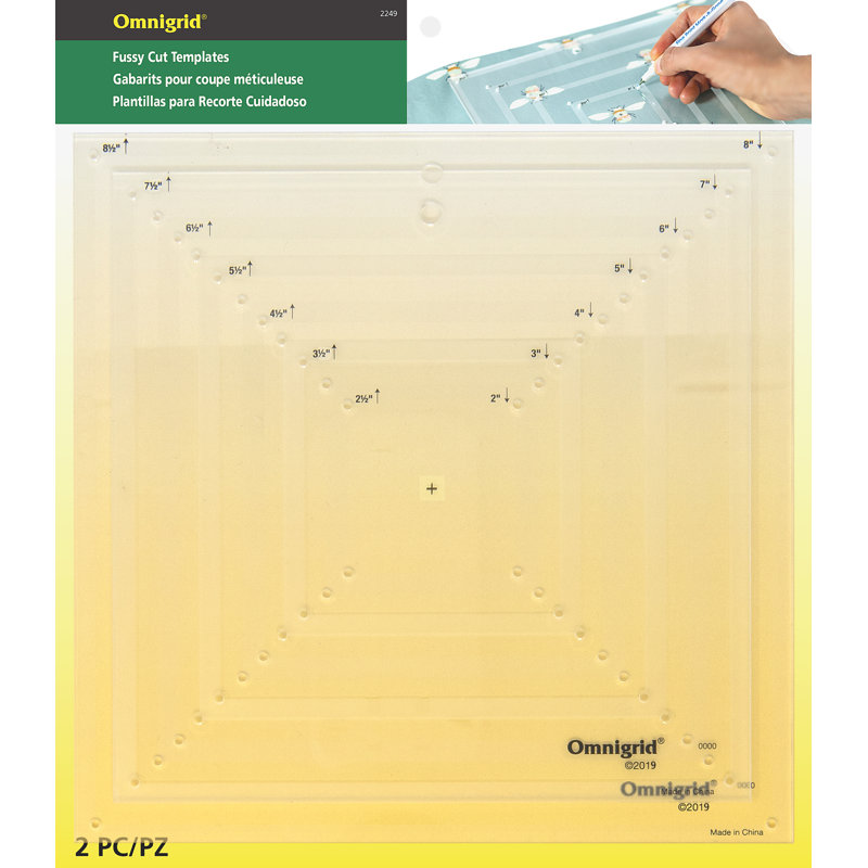 Omnigrid Fussy Cut Template Set, Square Quilting Templates