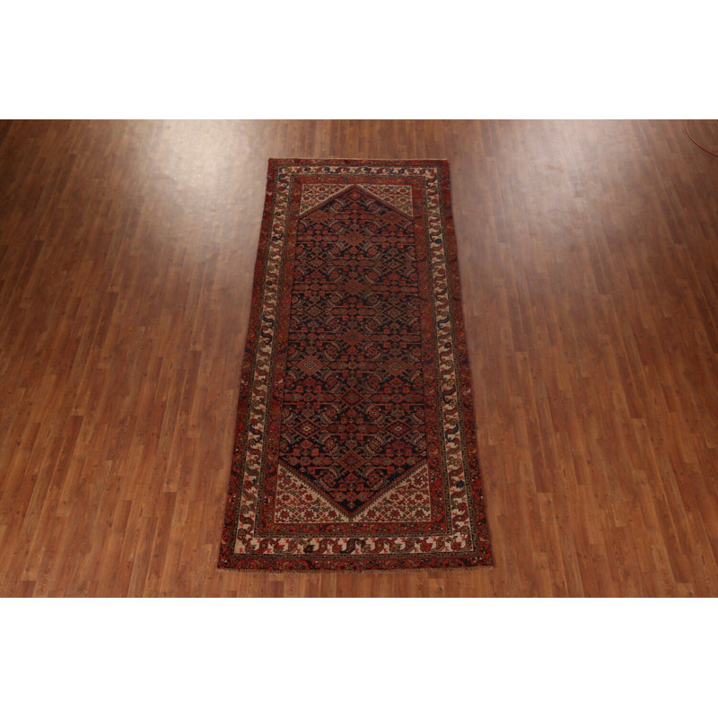 Tapis de salon bleu et orange en laine 5 x 11