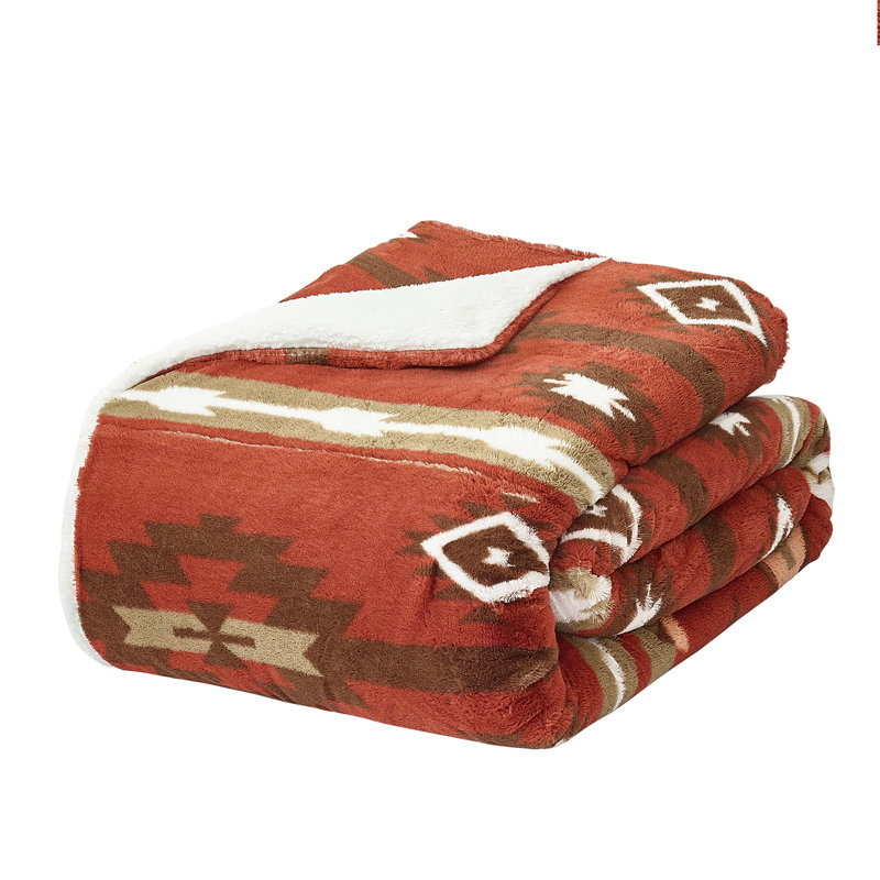  Couverture en fausse fourrure Southwest, Rouge brique
