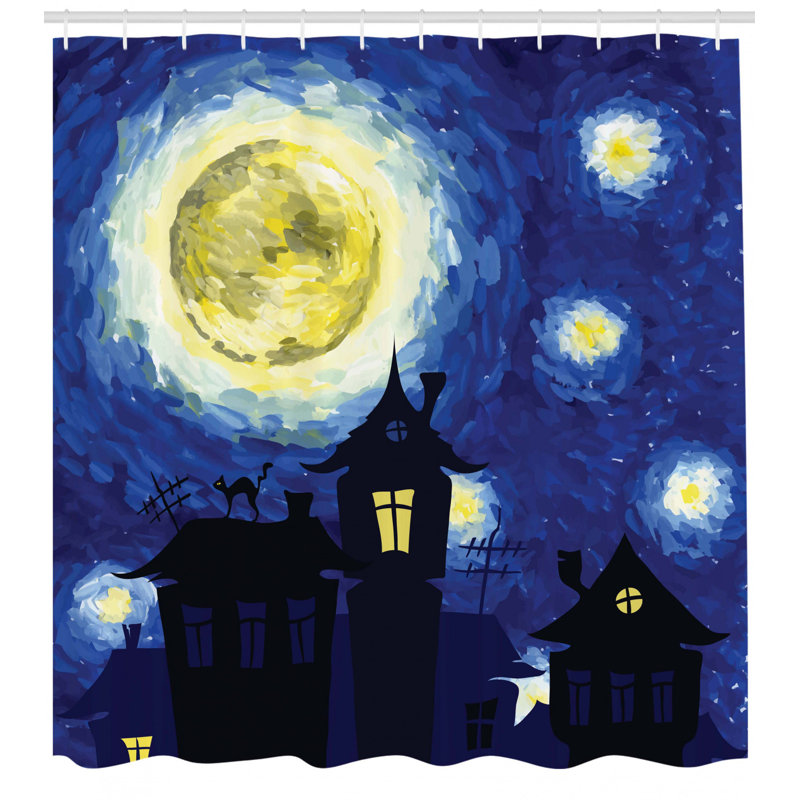 Ensemble de rideau de douche en lune et crochets, H 75 po x l 69 po
