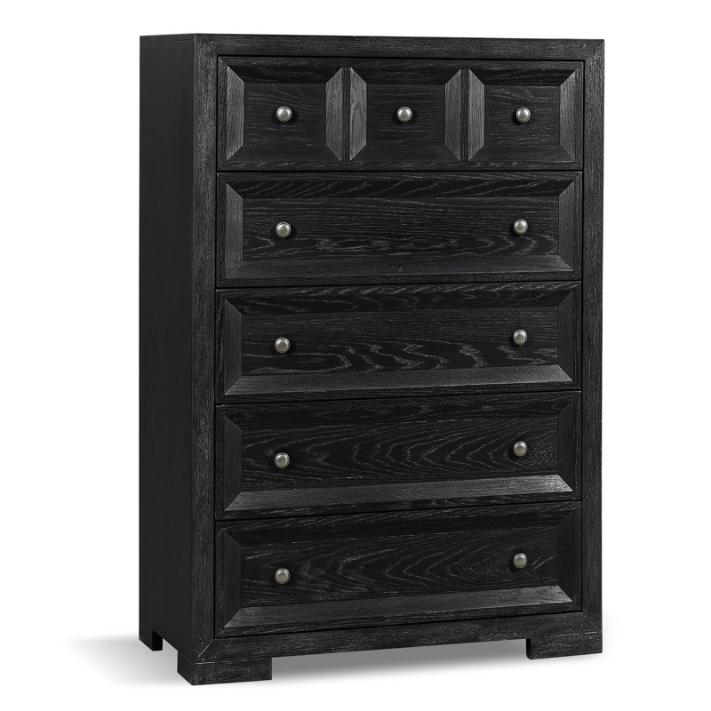 Chahine 3-Piece Bedroom Set, Black, 3 Pcs: Bed, Nightstand, Chest, King