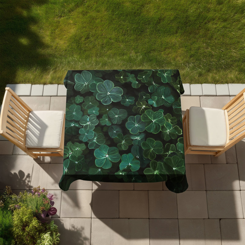 Clovers Green Floral Tablecloth | Indoor Outdoor Decor