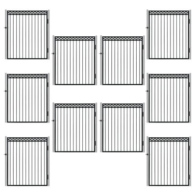 Heavy Duty Flat Top X-Pattern Decorative Fence Gate, 6FT Height x 5FT Width Outdoor Fence Gate, Outdoor Anti-Rust Metal Steel Gate for Fencing Barrier, Garden Gate with Gate Lock