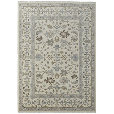 Tapis oriental en laine noué à la main beige / gris Dash Karina