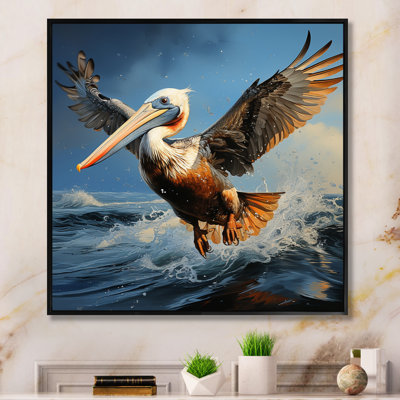 «Grey Pelican Portrait Vibrant I», reproduction sur toile