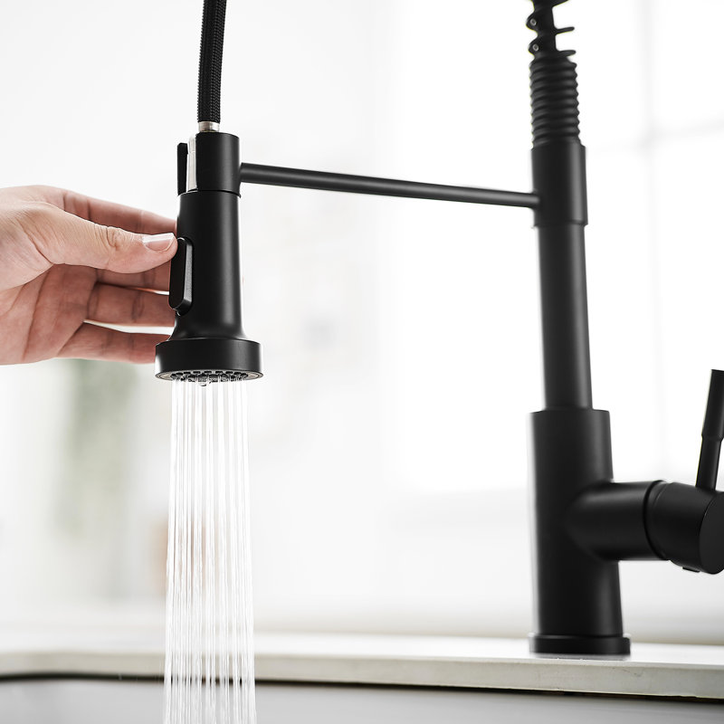 Matt Black 19" Kitchen Faucet With Single Handle - Stainless Steel 304 For A Sleek Look In Matte Practical Home Bathroom Utility