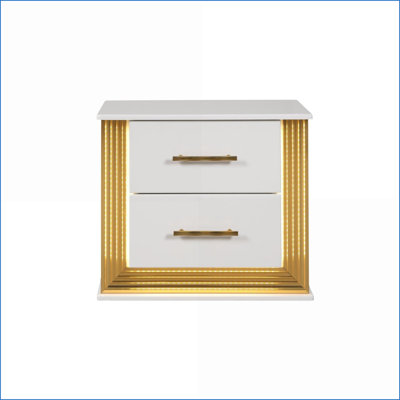 Obsession Contemporary 2-Drawer Gold Wood Nightstand for Bedroom