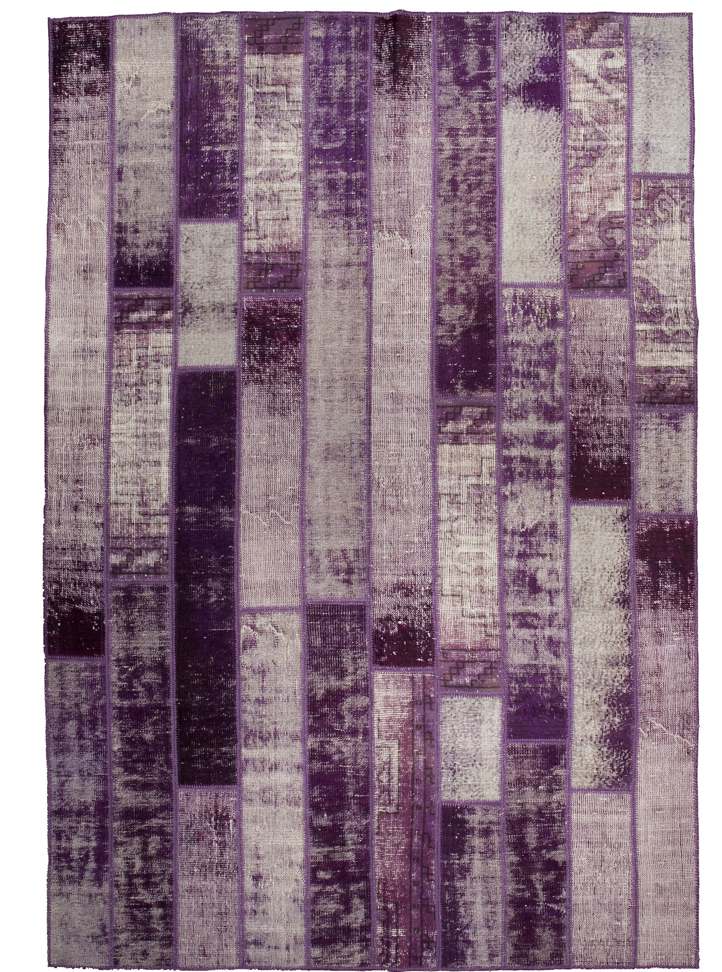 Asia Minor Carpets Patchwork Hand-Knotted Wool Purple Rug | Wayfair