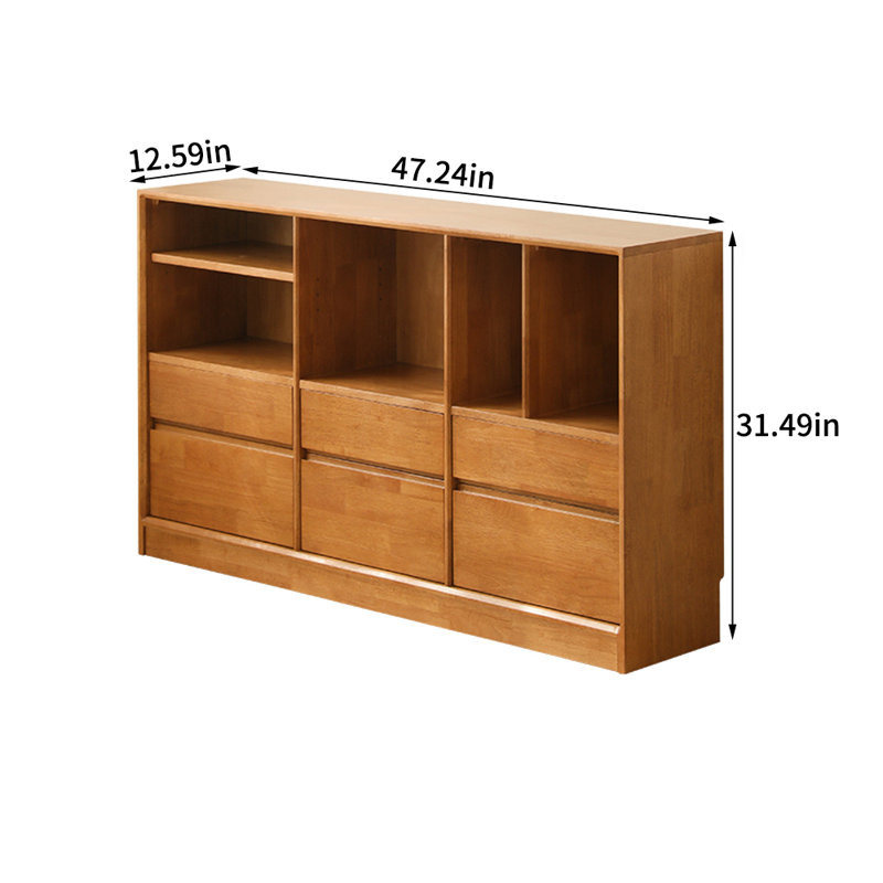 Modern Simple Standing Rubber Wooden Bookcase, (2 Shelves) 31.49'' H x 47.24'' W x 12.59'' D, Brown