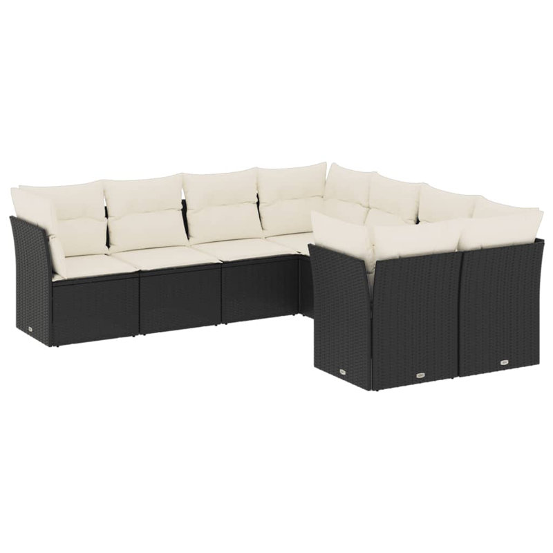 Vidaxl Garden Sofa Set Black Poly Rattan 8 Piece Modular