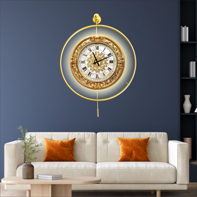 Horloge murale 22,8 po x 33,5 po x 2,8 po Elegant Fabrication 100% métal, conception lumineuse | Parfait pour le décor du salon, du bureau ou de la chambre à coucher, et pour une décoration élégante et fonctionnelle