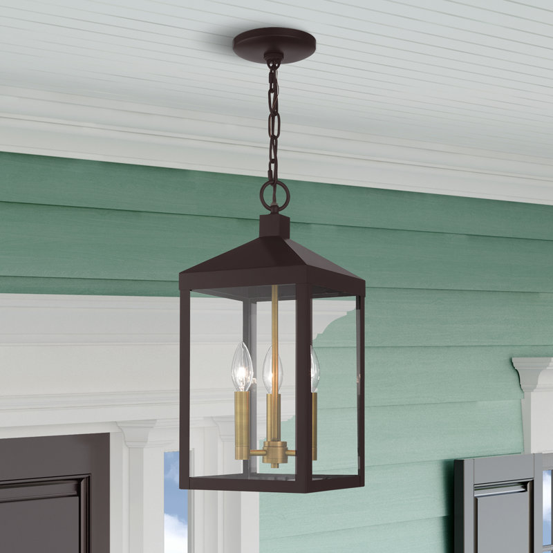Lanterne suspendue d'extérieur à 3 lumières Inniss, Bronze, H 18,5 po x l 8,25 po x P 8,25 po