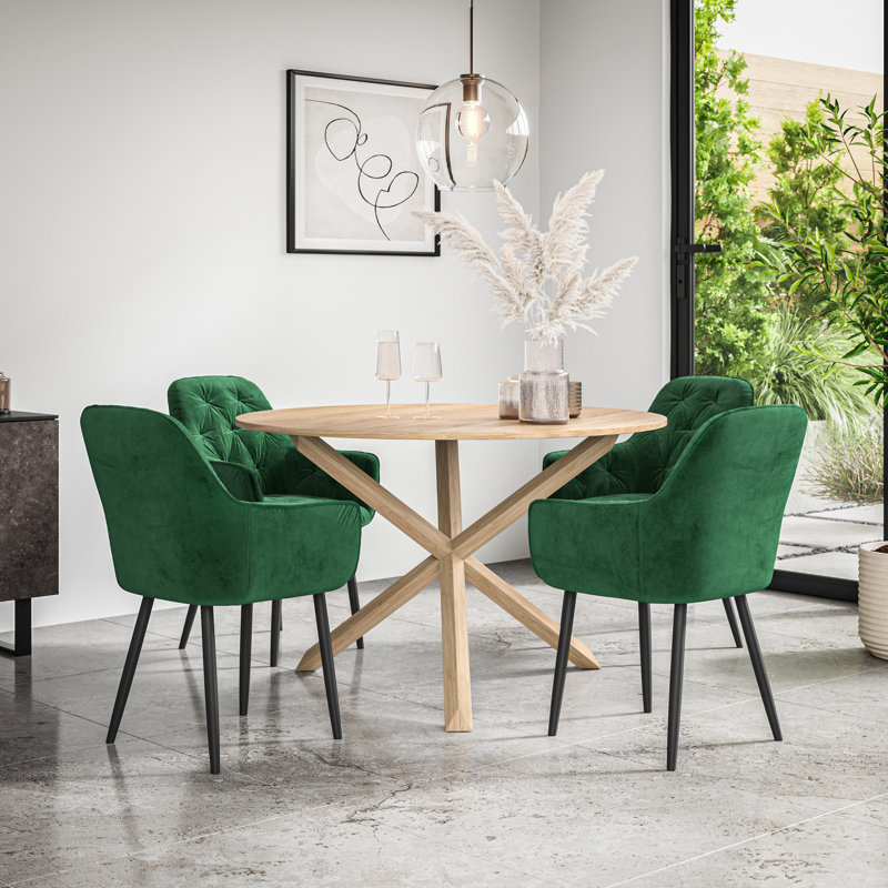 Adriunna 4 - Person Dining Set, Oak/Oak/Green