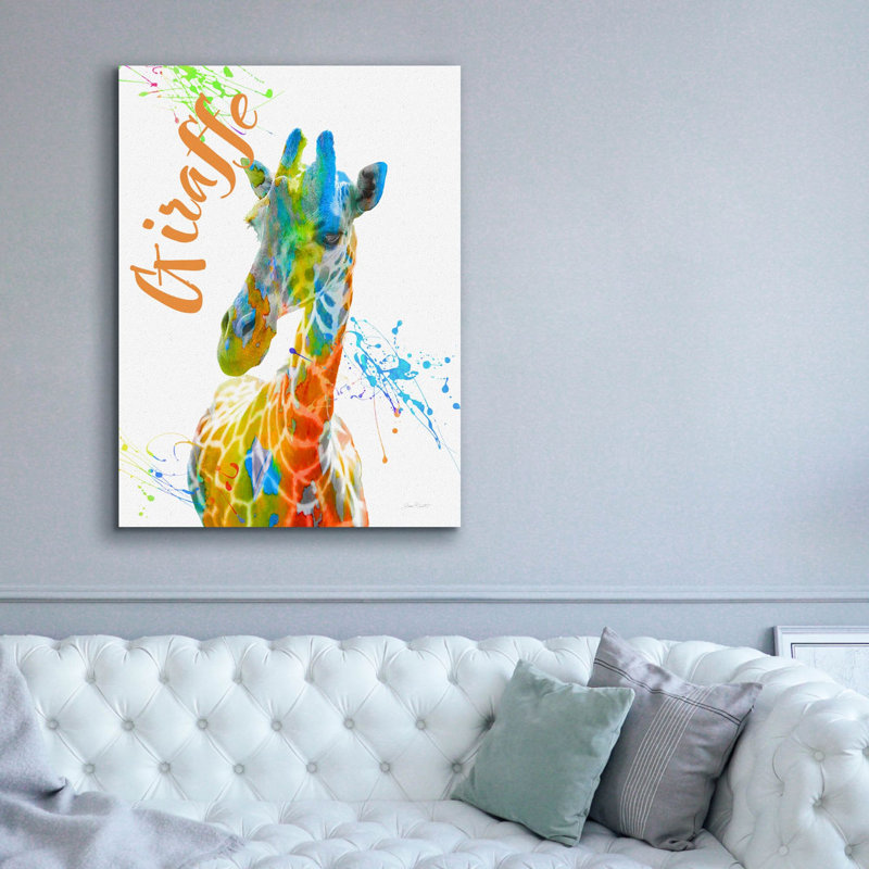 «Colorful Safari Animals D» par Jean Plout, art mural sur toile, H 54 po x l 40 po x P 1,5 po