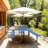 Rectangular Metal Outdoor Picnic Table with Umbrella Hole-1367122825-1366873463