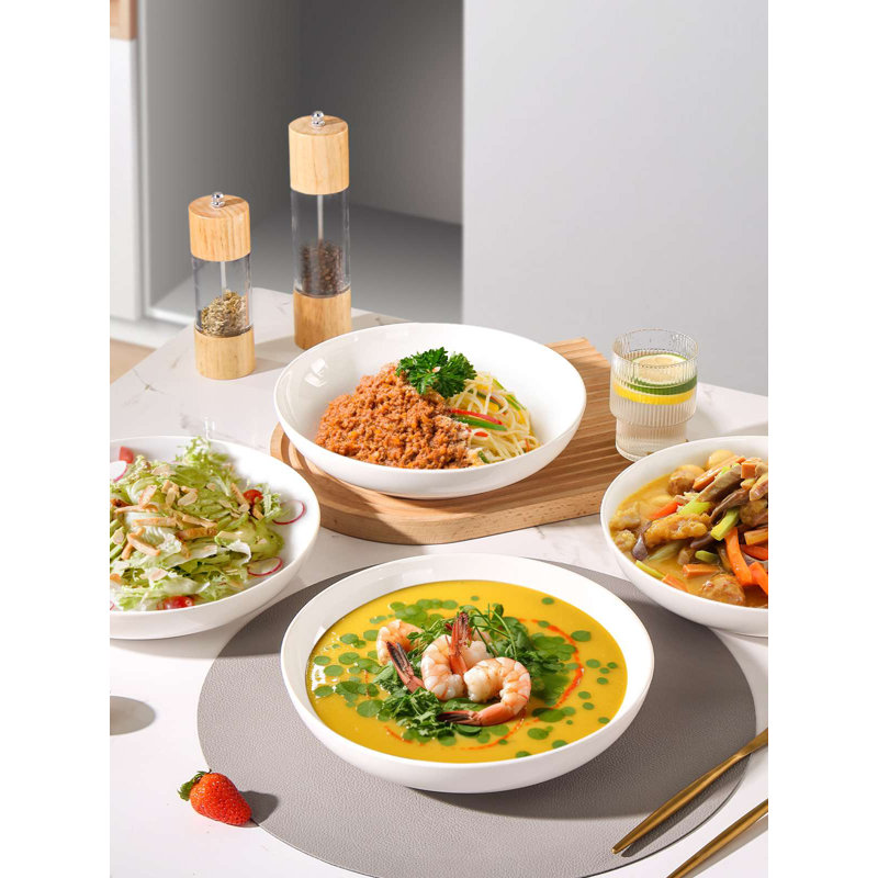 9.75-Inch White Porcelain Serving Bowls, Set of 4, White
