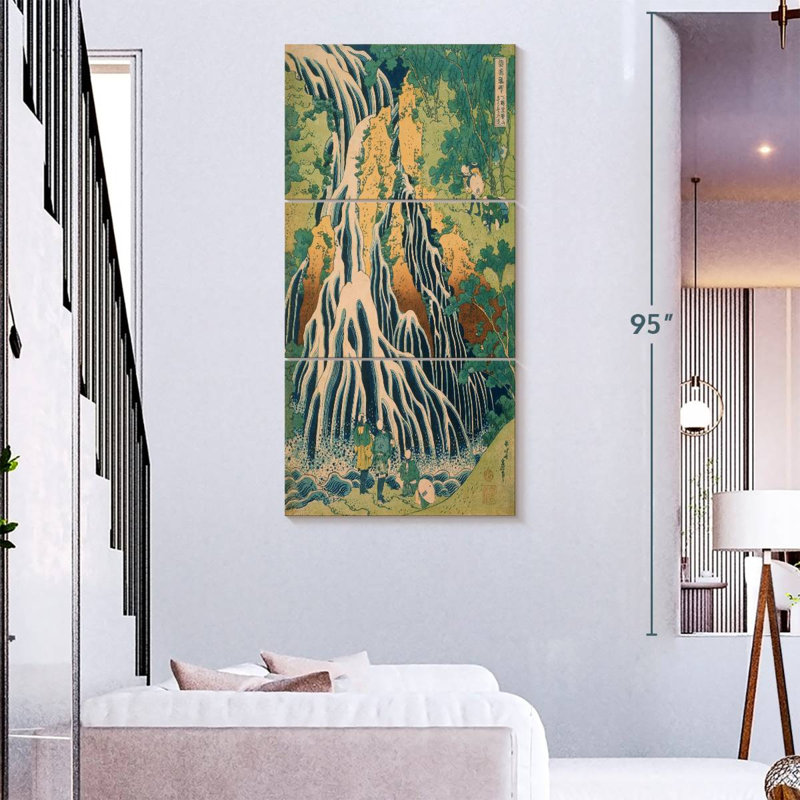 Pilgrims At Kirifuri Waterfall, 75" H x 36" W