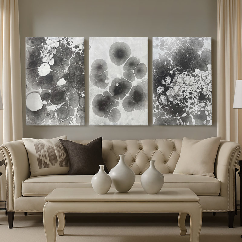 Marble IV - Toile tendue avec châssis sur mesure - 3 pièces, H 18 po x l 36 po
