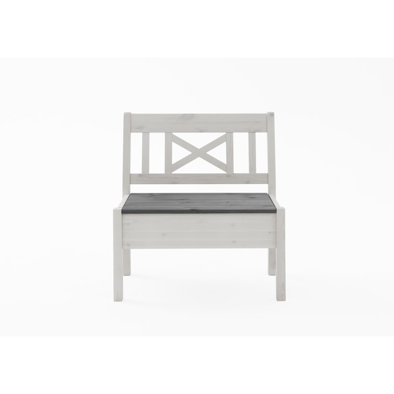 Manon Upholstered Storage Bench, White/Grey, ohne Armlehnen