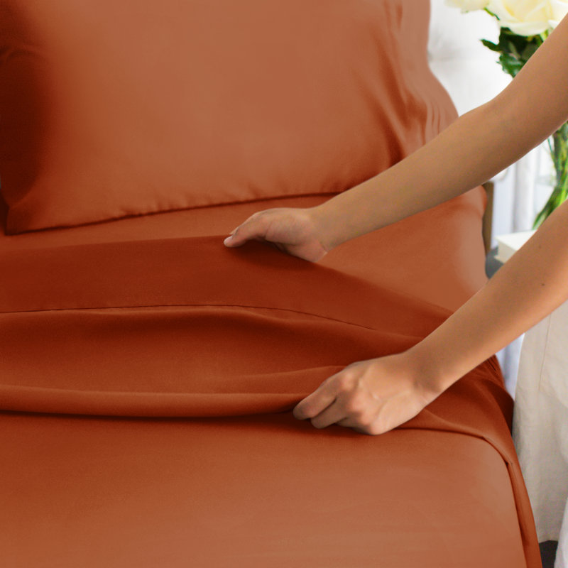 Premium Cooling, Soft & Wrinkle Free Sheet Set - Ultra Soft & Premium Hotel Luxury Bed Sheet Set, Terracotta