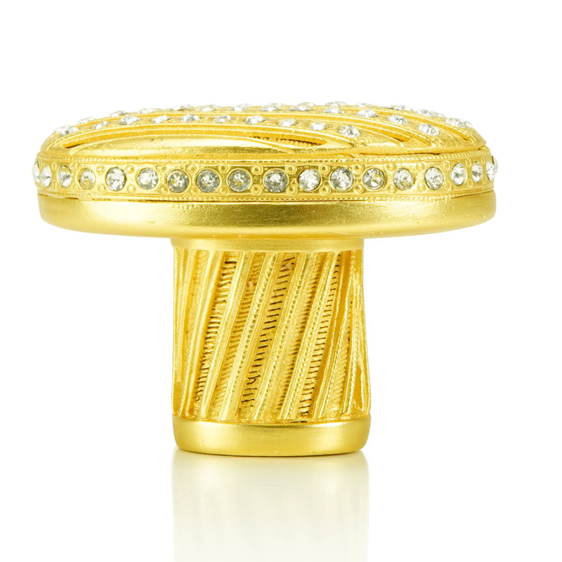 EVENING DRESS II OVAL KNOB; CLEAR CRYSTAL SATIN GOLD FINISH