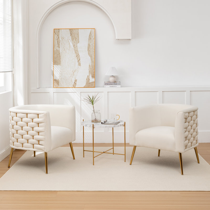 Cristen Velvet Barrel Chair, Beige Velvet, 2