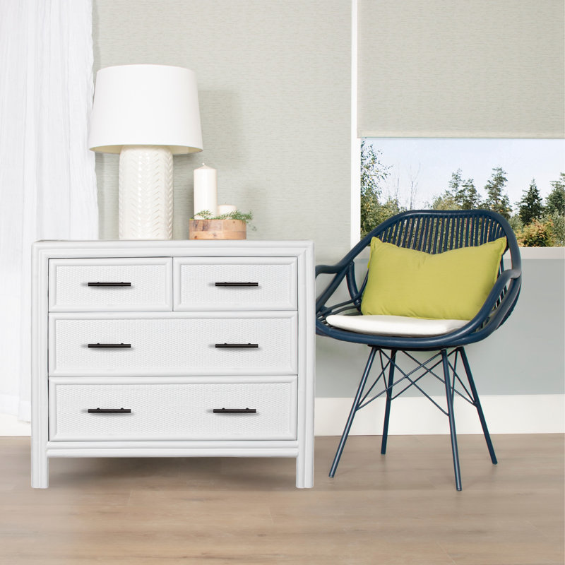 Aruba 4 - Drawer Nightstand, White/Brushed Nickel