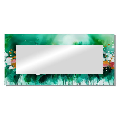 Muted Floral Liquid Ink Landscape I - Modern Mirror For Wall Art Decor - Printed On Metal