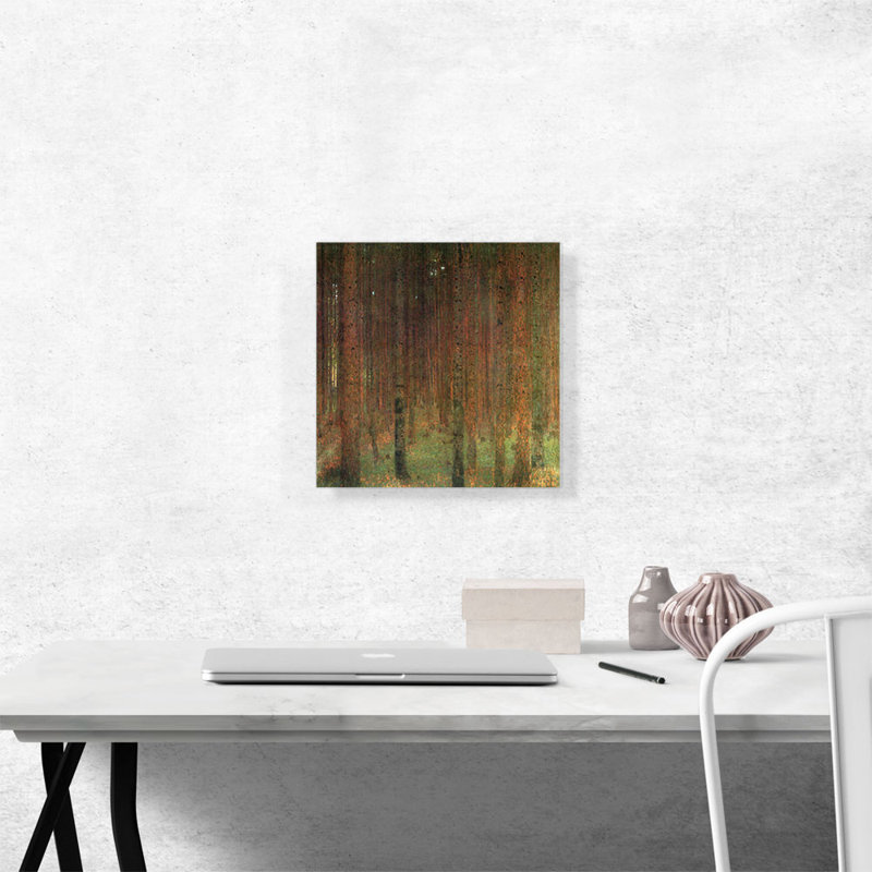 «Pine Forest II» par Gustav Klimt, reproduction d'art sur toile tendue, H 12 po x l 12 po x P 1,5 po