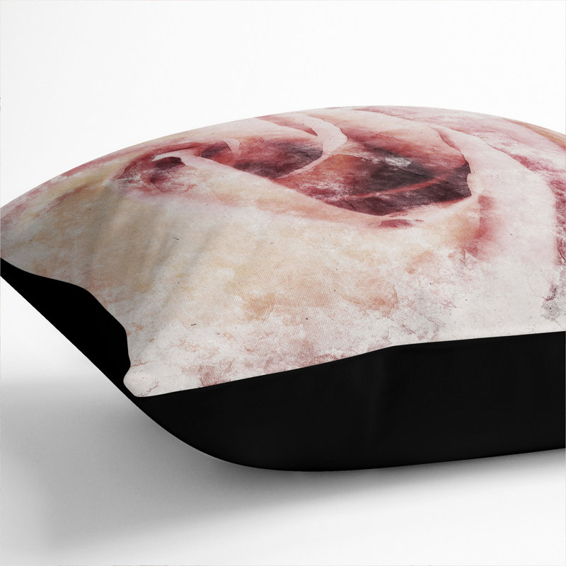Pink Rose Flower Vol.6 Scatter Cushion, Black, 55cm H x 55cm W x 20cm D