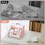 Organisateur de dossiers de bureau, 4 plateaux à lettres et 2 sections verticales, organisateur de papier pour bureau avec bacs à lettres à niveaux et porte-documents verticaux (rose)