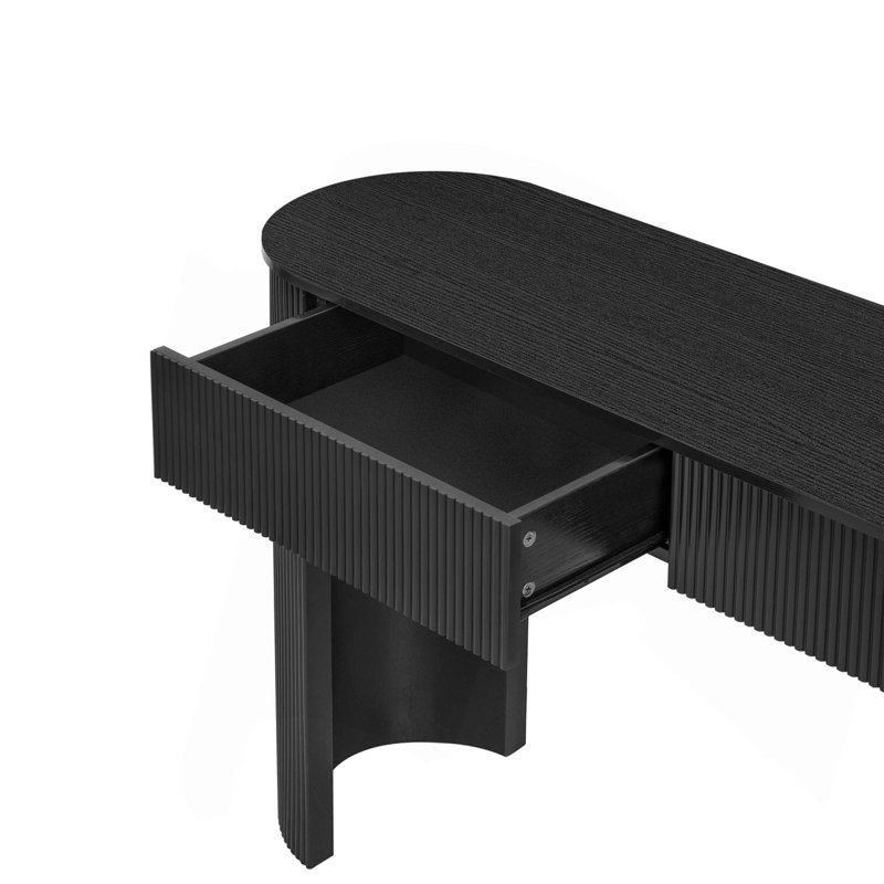 Console moderne de 54 po avec plateau ovale et 2 tiroirs, Noir, noir, noir, noir