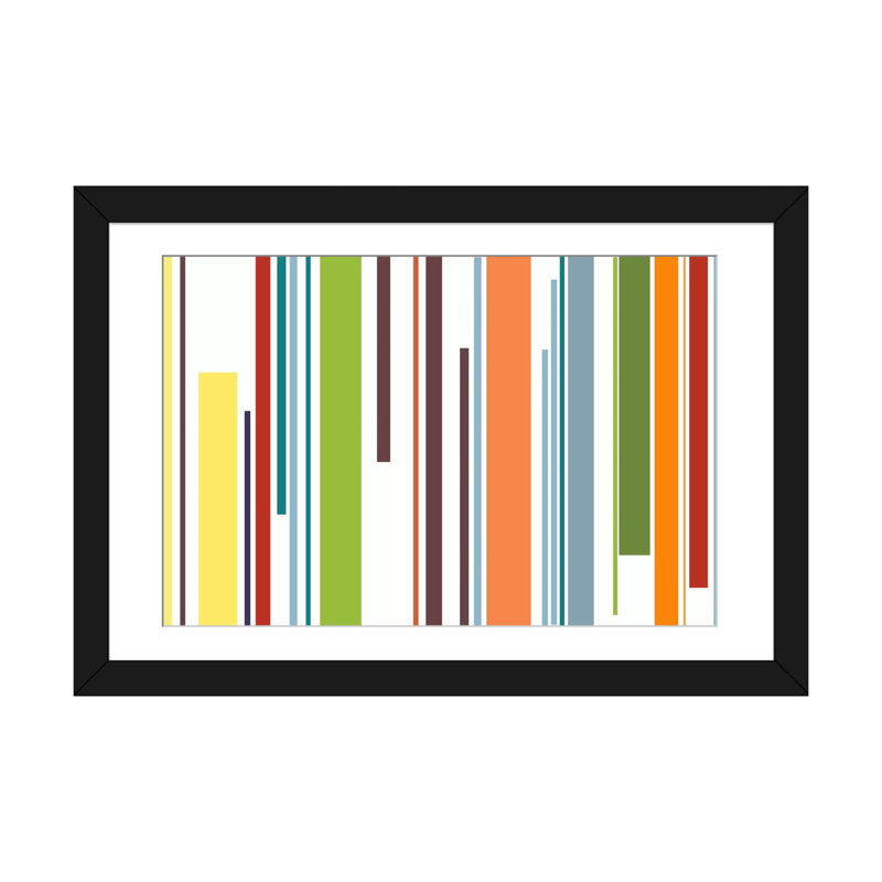 Falsterbo " Striped ", Black Framed Fine Art Paper, White, 24" H x 32" W x 1" D