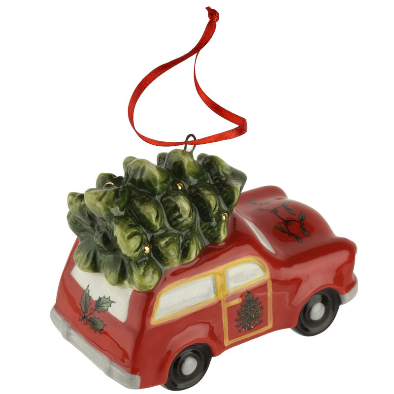 Spode Christmas Tree Station Wagon Ornament 3"