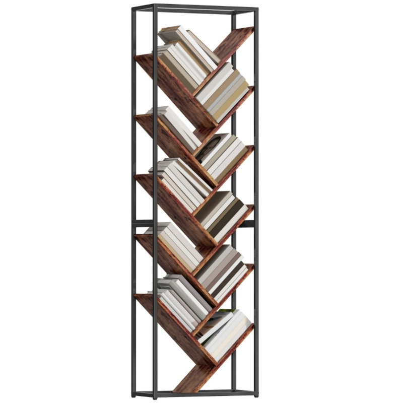 Standard Bookcase, Industrial-Style Bookshelf, Rustic Brown