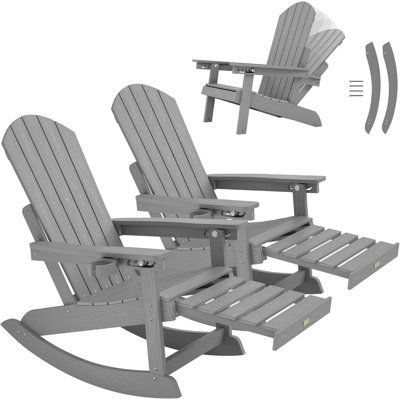 Chaise berçante d'extérieur avec repose-pieds caché Hips (ensemble de 2)