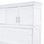 Lit double blanc avec armoires murales, peu encombrant pour les chambres d'amis, compartiments de rangement de taille de support de matelas flexible, espaces de vie multi-activités idéaux, configuration absorbante