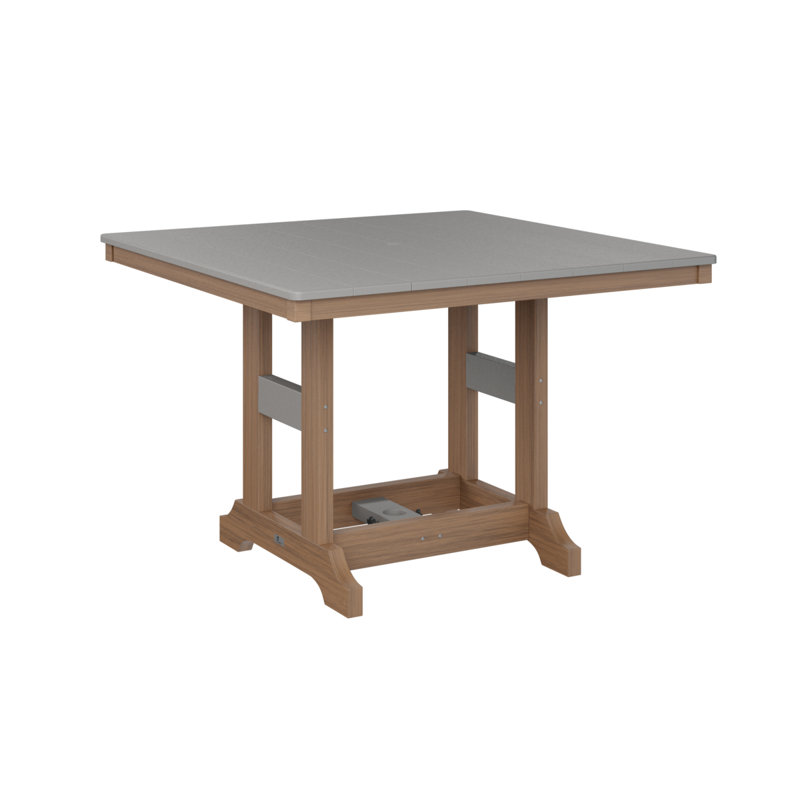 Garden Classic Outdoor Square Dining Table, Antique Mahogany, Light Gray