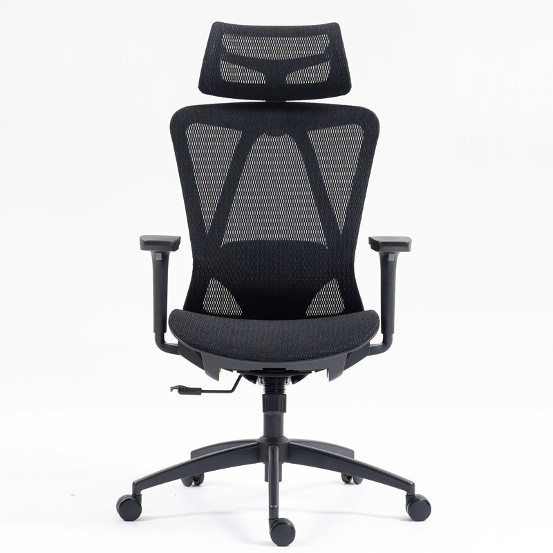 High Back Mesh Office Chair With Breathable Fabric, 360 Rotation, 3D Adjustable Arms, Seat, Ideal For Space, Black Classic Design, Foam Inside, 48.28 In Height Office, , Swivel, Height, Nylon And