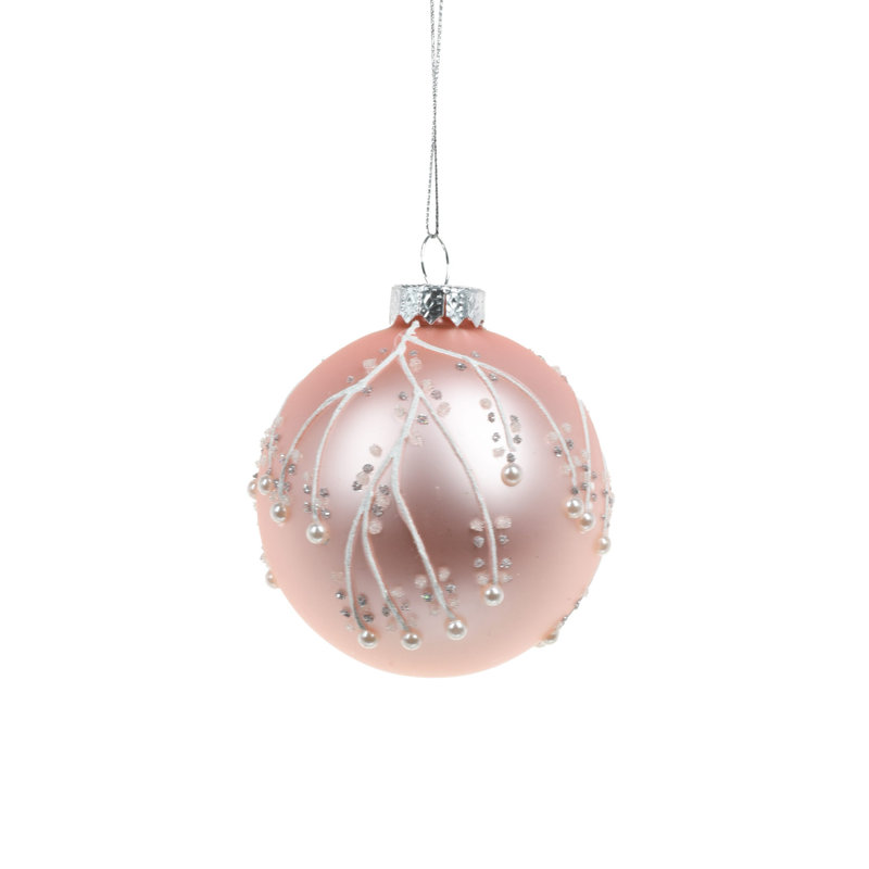 Ornement boule rose suspendue (paquet de 3)
