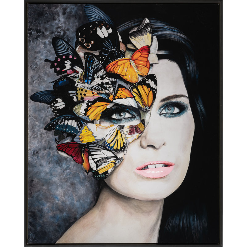 Madame Butterfly 1 by Jeff Schaub - Floater Frame Painting on Canvas