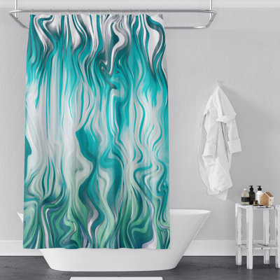 Rideau de douche bleu et blanc