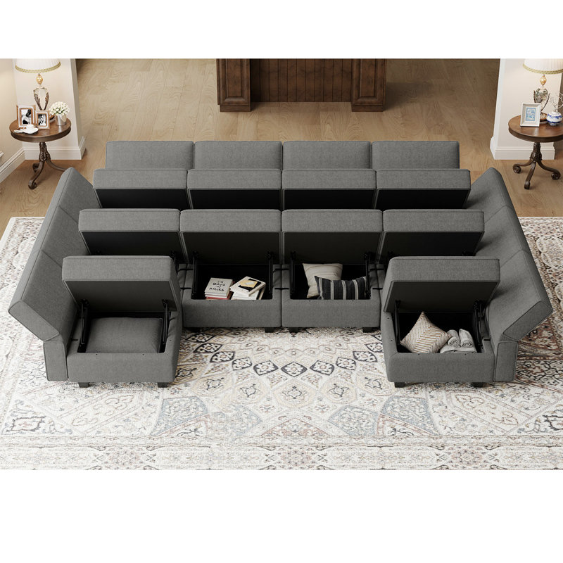 Neemi Oversized Modular Sectional Sofa U Shaped Couch Set With Storage Seat Convertible Large Couch U Shape Set