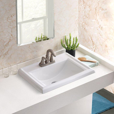 DI-2418-R8 White Ceramic Drop In with 3 holes 8 Inch spread