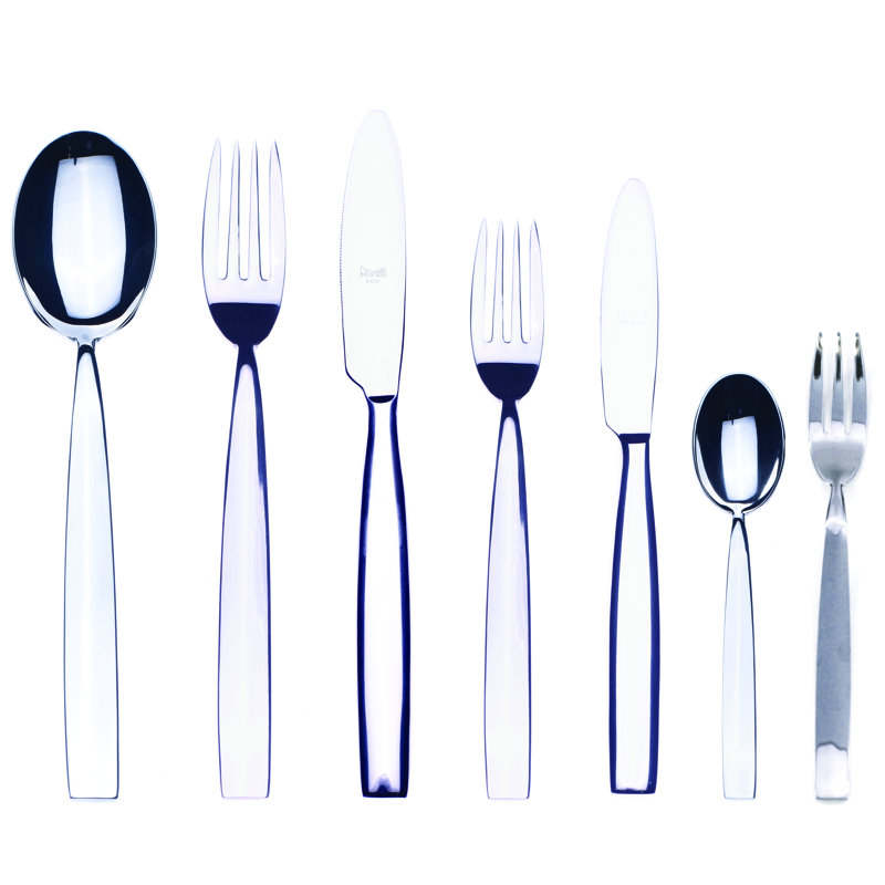 Ensemble de couverts Med méditerranea avec fourchette à gâteaux - 30 pièces à poignée creuse - Acier inoxydable