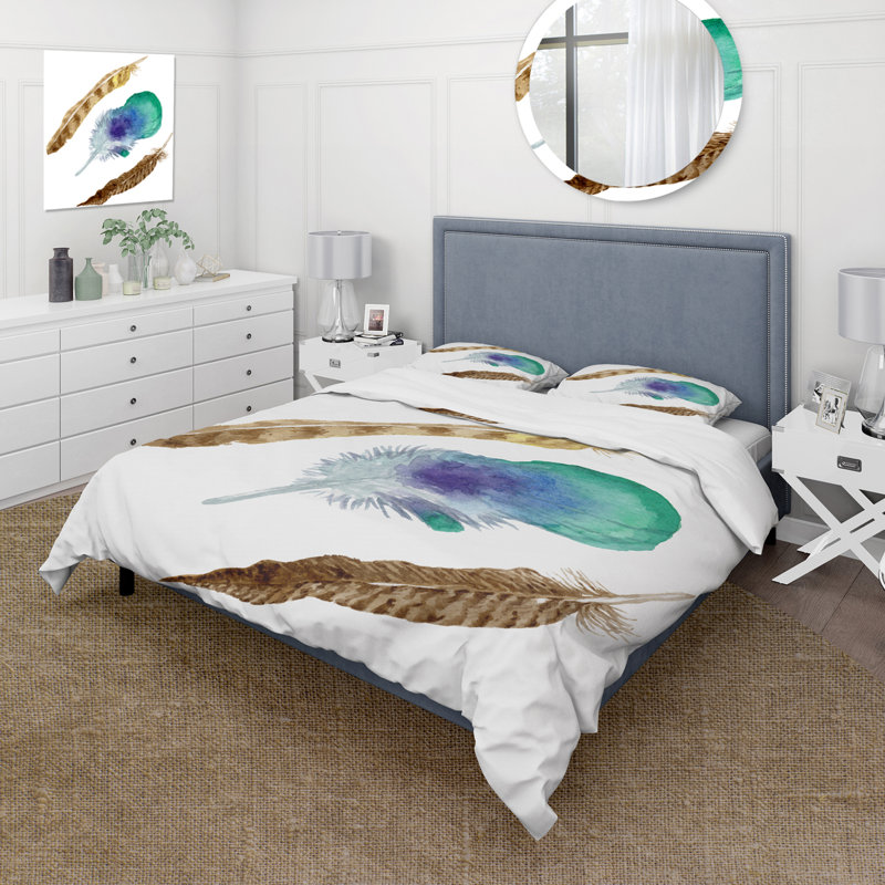 Ensemble de housse de couette oiseau plume d'aile isolée - bohémien et éclectique - polyester microfibre