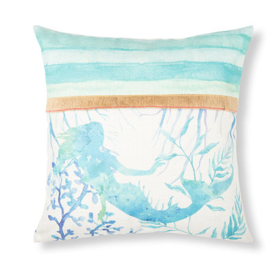 Deschanel Mermaid 1 Embroidered Throw Pillow